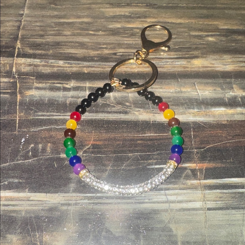 Multicolor Beaded Bag Charm/Bracelet Keychain NIP